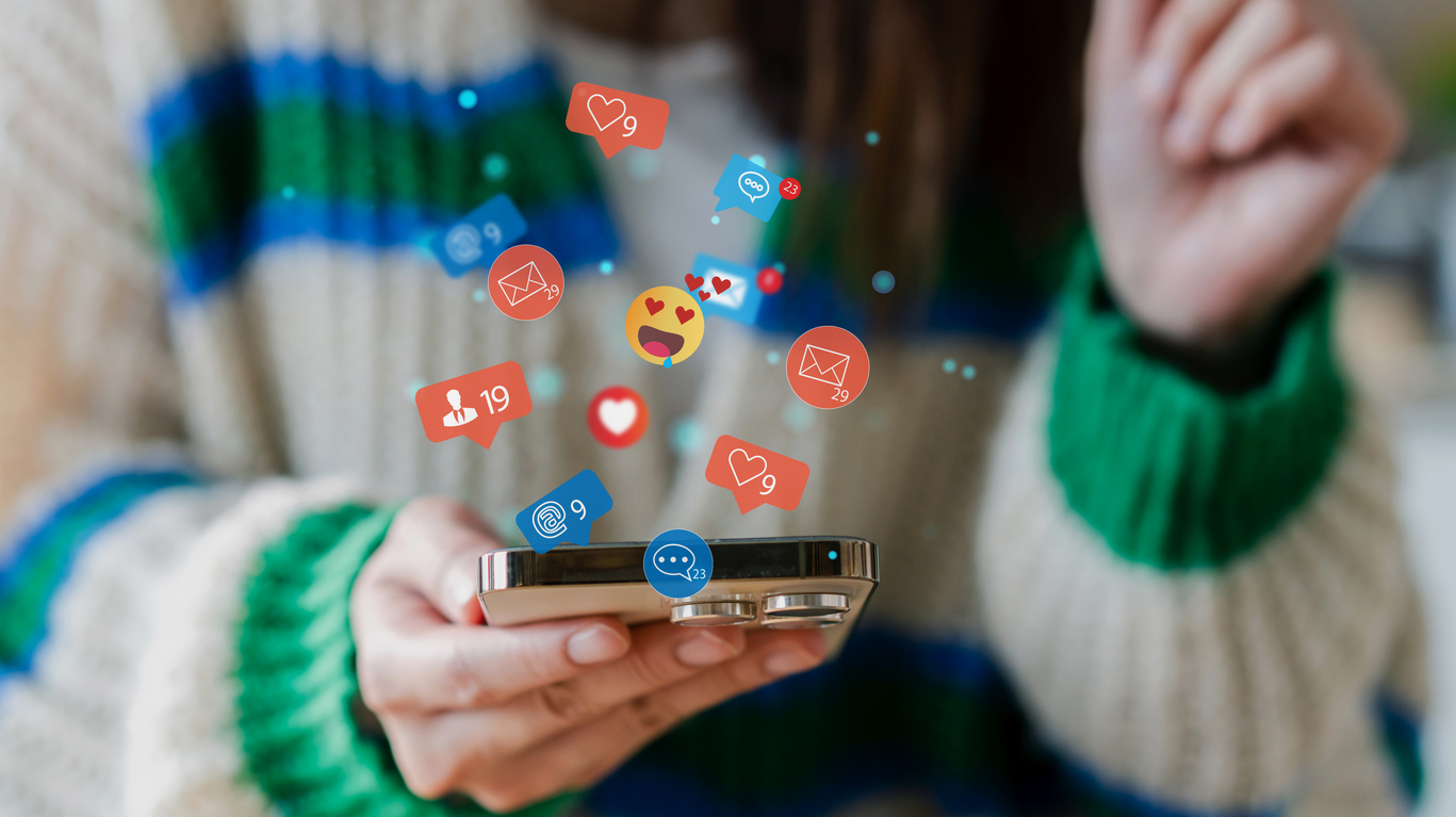 mobiele telefoon met sociale icons